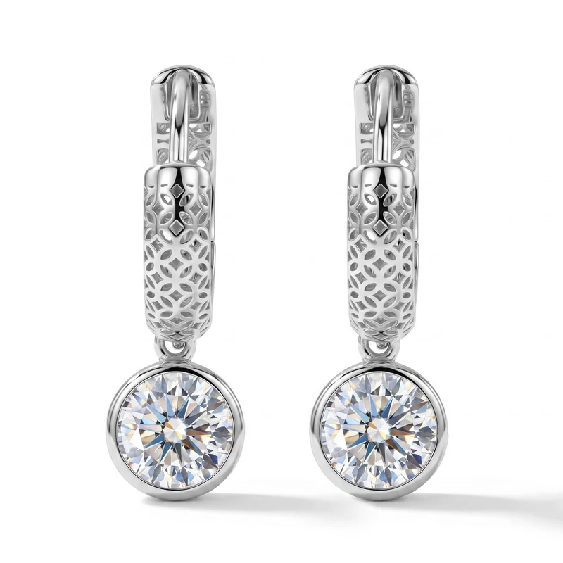 D'Joy Moissanit Ohrringe, 925 Silber vergoldet - 2 ct.