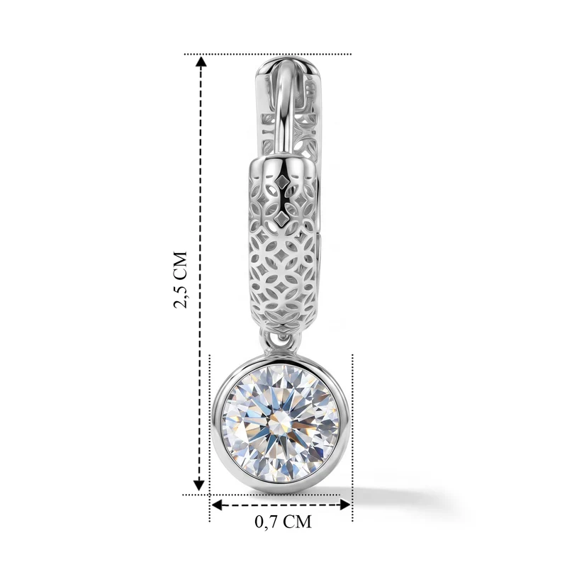 D'Joy Moissanit Ohrringe, 925 Silber vergoldet - 2 ct.
