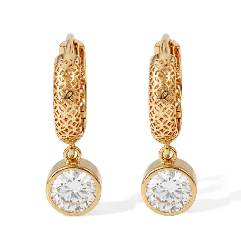 D'Joy Moissanit Ohrringe, 925 Silber vergoldet - 2 ct.