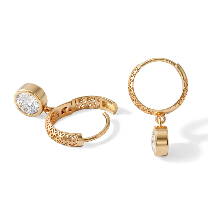 D'Joy Moissanit Ohrringe, 925 Silber vergoldet - 2 ct.