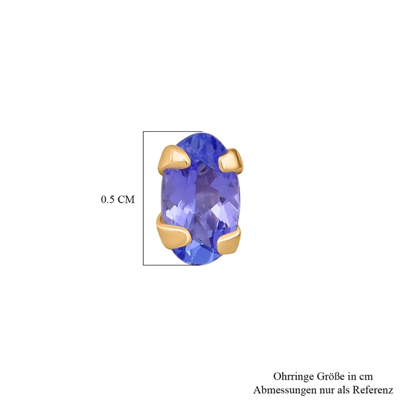 Tansanit Ohrringe 925 Silber vergoldet (5-10 Werktage Lieferzeit) ca. 0.44 ct