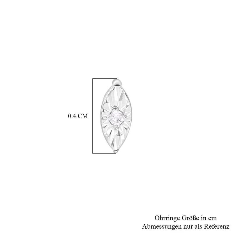 WeißerDiamant Ohrringe, 925 Silber platiniert