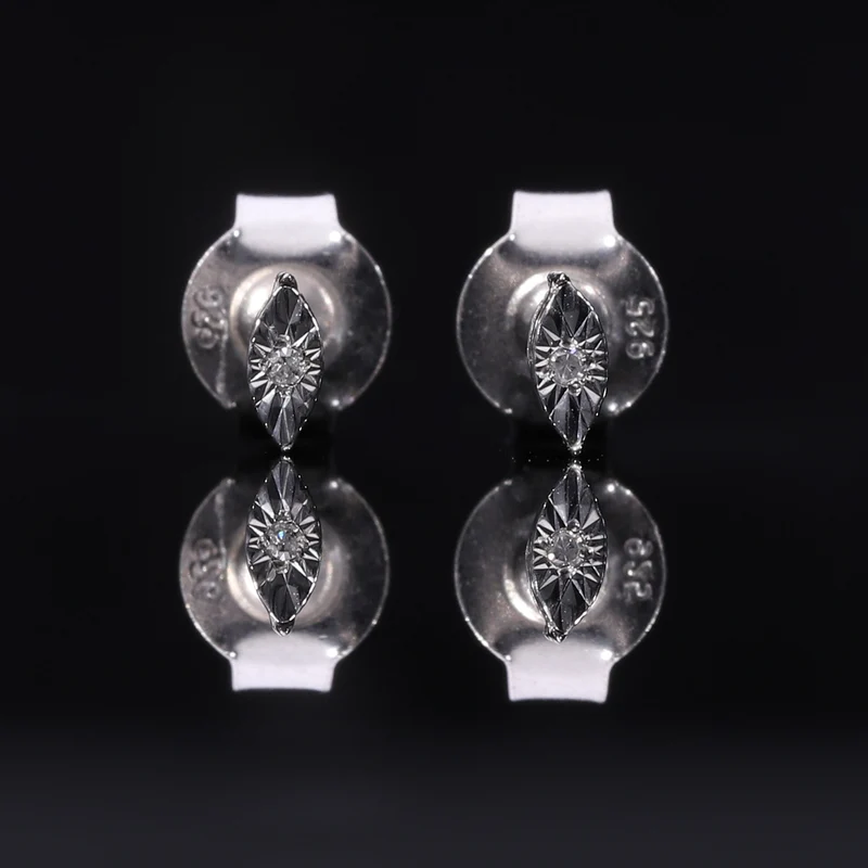 WeißerDiamant Ohrringe, 925 Silber platiniert