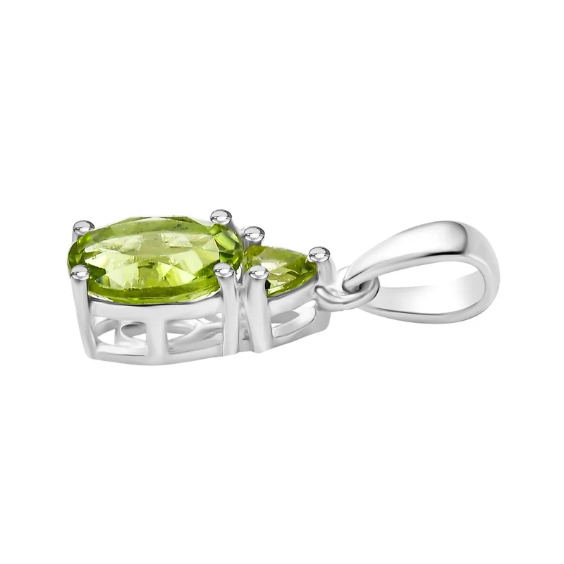 2er Set - Natürlicher Peridot Ring und Anhänger, Größe (17.00), 925 Silber ca. 2.24 ct