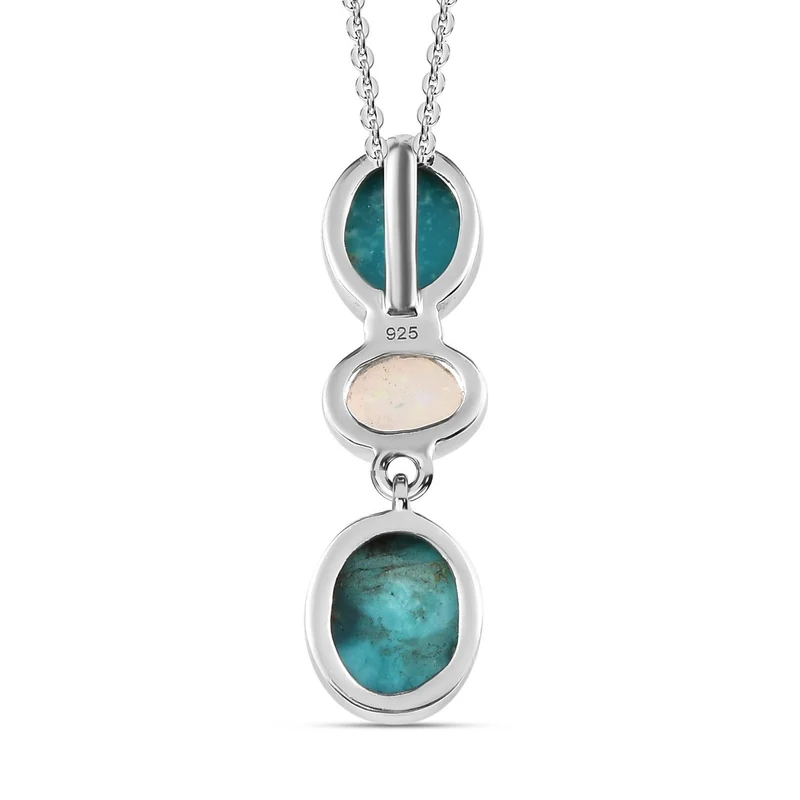 Sierra Nevada Türkis Anhänger mit Kette, 925 Silber platiniert ca. 6.59 ct