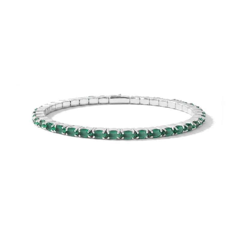 D'Joy AAA Smaragd Armreif ca. 19 cm 925 Silber Rhodiniert ca. 9,3. 9.32 ct