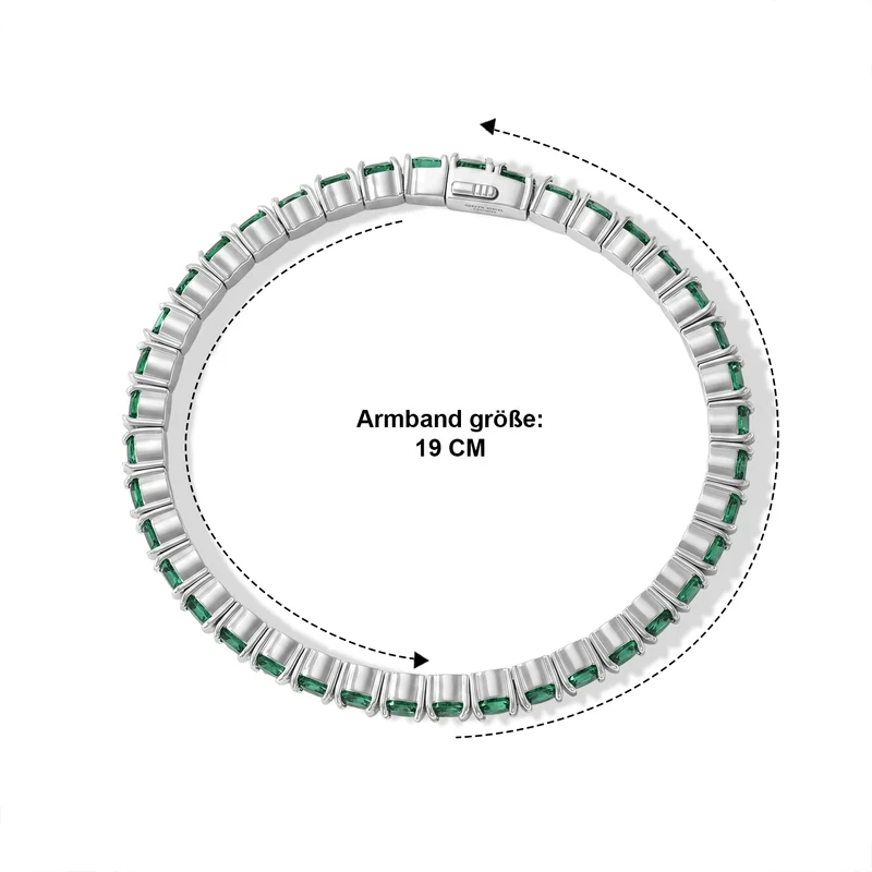 D'Joy AAA Smaragd Armreif ca. 19 cm 925 Silber Rhodiniert ca. 9,3. 9.32 ct