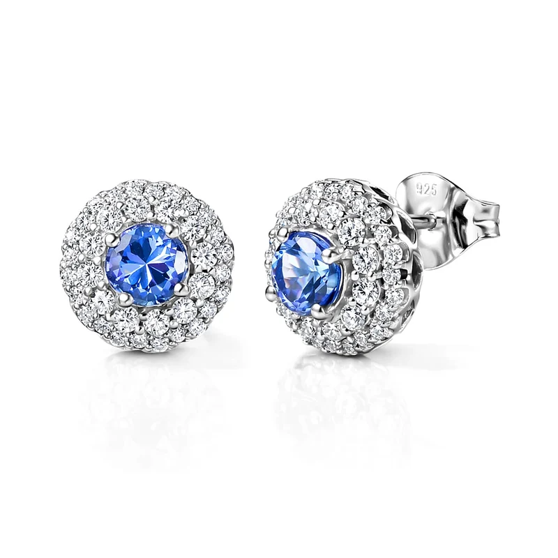 D'Joy AA Tansanit, Moissanit Ohrringe 925 Silber Rhodiniert (10-15 Werktage Lieferzeit) ca. 2,06 ct.