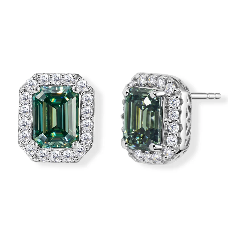 D'Joy AA Grüner Moissanit, Moissanit Ohrringe 925 Silber Rhodiniert (10-15 Werktage Lieferzeit) ca. 3,55 ct.