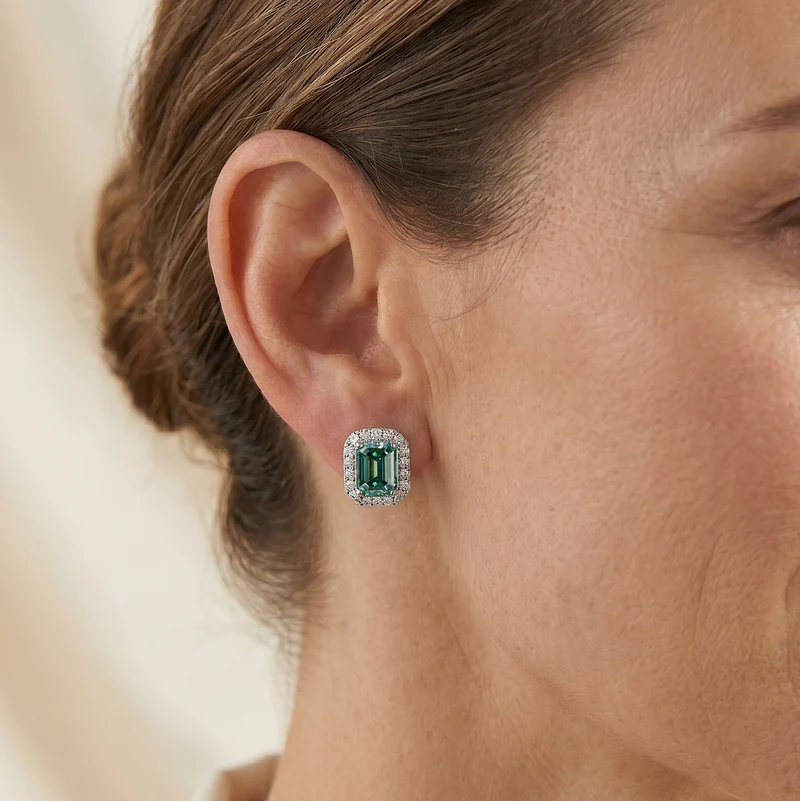 D'Joy AA Grüner Moissanit, Moissanit Ohrringe 925 Silber Rhodiniert (10-15 Werktage Lieferzeit) ca. 3,55 ct.