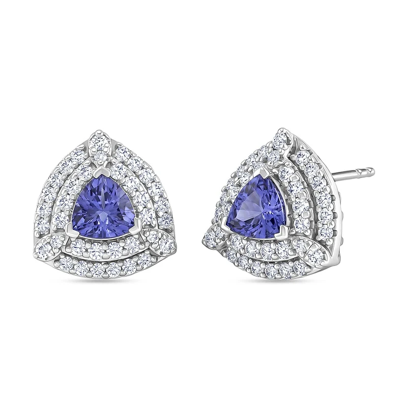 D'Joy AA Tansanit, Moissanit Ohrringe 925 Silber Rhodiniert (10-15 Werktage Lieferzeit) ca. 1,96 ct.