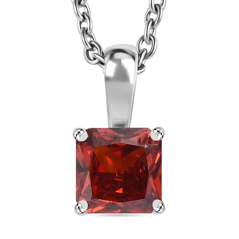 3er Set - Roter Diopsid Zirkonia Anhänger mit Kette, Ring und Ohrringe (Größe 21.00), Edelstahl