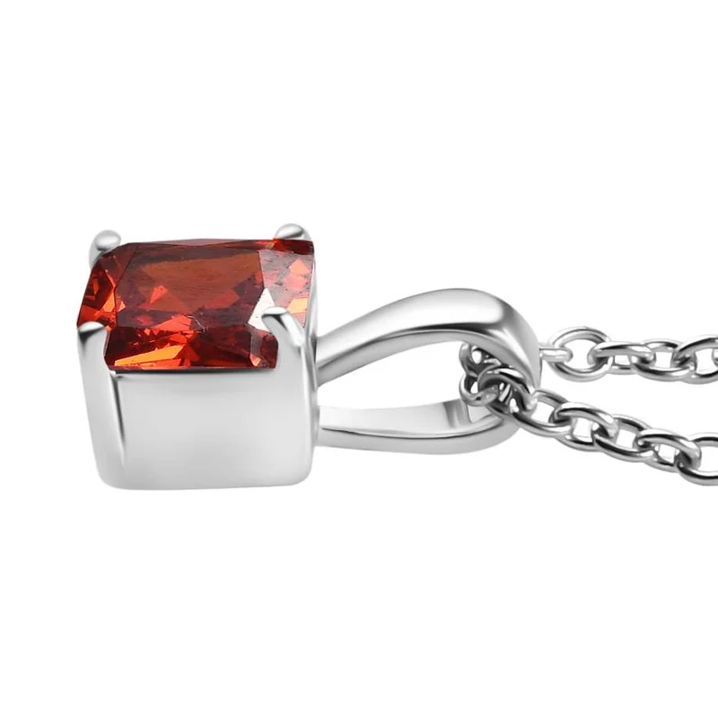 3er Set - Roter Diopsid Zirkonia Anhänger mit Kette, Ring und Ohrringe (Größe 21.00), Edelstahl