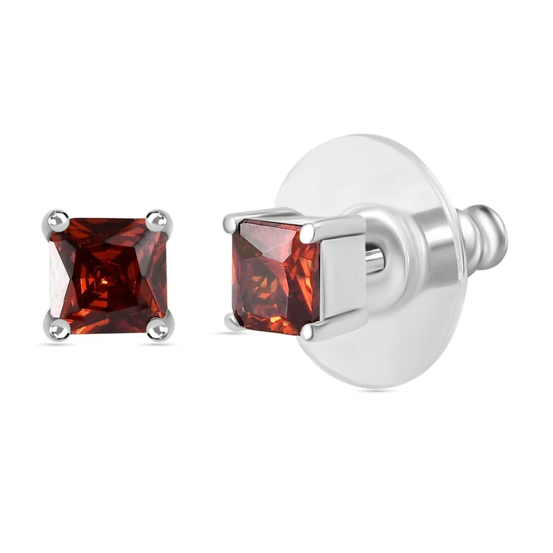 3er Set - Roter Diopsid Zirkonia Anhänger mit Kette, Ring und Ohrringe (Größe 21.00), Edelstahl