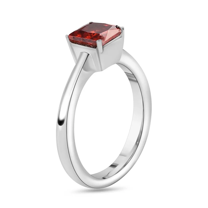 3er Set - Roter Diopsid Zirkonia Anhänger mit Kette, Ring und Ohrringe (Größe 21.00), Edelstahl