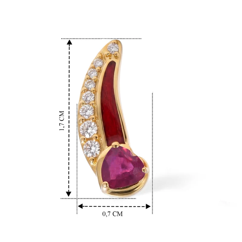 EverTrue AAA afrikanischer Rubin (Fissure gefüllt) und Zirkon Ohrringe, Bronze mit Gelbgold E-Beschichtung - 0,98 ct.