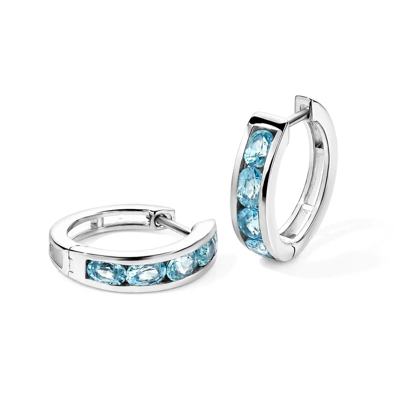 EverTrue AA blaue Zirkon Ohrringe, 950 Kupfer mit Gelbgold E-Beschichtung - 2,30 ct.