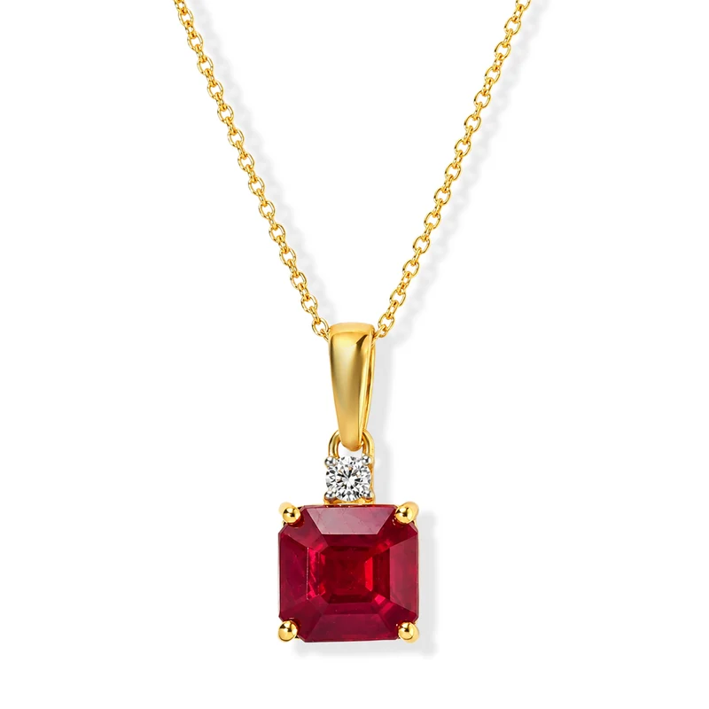 D'Joy Niassa Rubin, Moissanit Anhänger mit Kette, ca. 50 cm 925 Silber 750 Gelbgold vermeil ca. 3,50 ct.