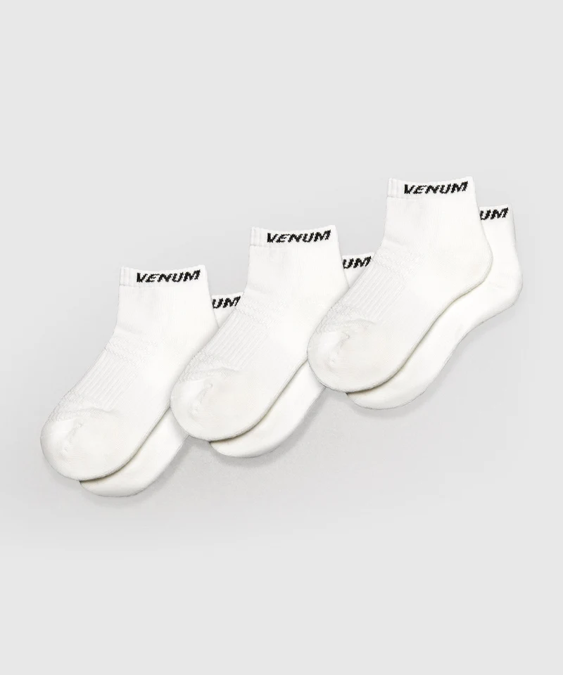 Chaussettes courtes Venum Essential (Lot de 3 paires) – Blanc/Noir
