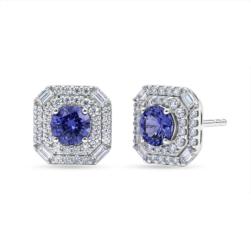 D'Joy AA Tansanit, Moissanit Ohrringe 925 Silber Rhodiniert (10-15 Werktage Lieferzeit) ca. 2,20 ct.