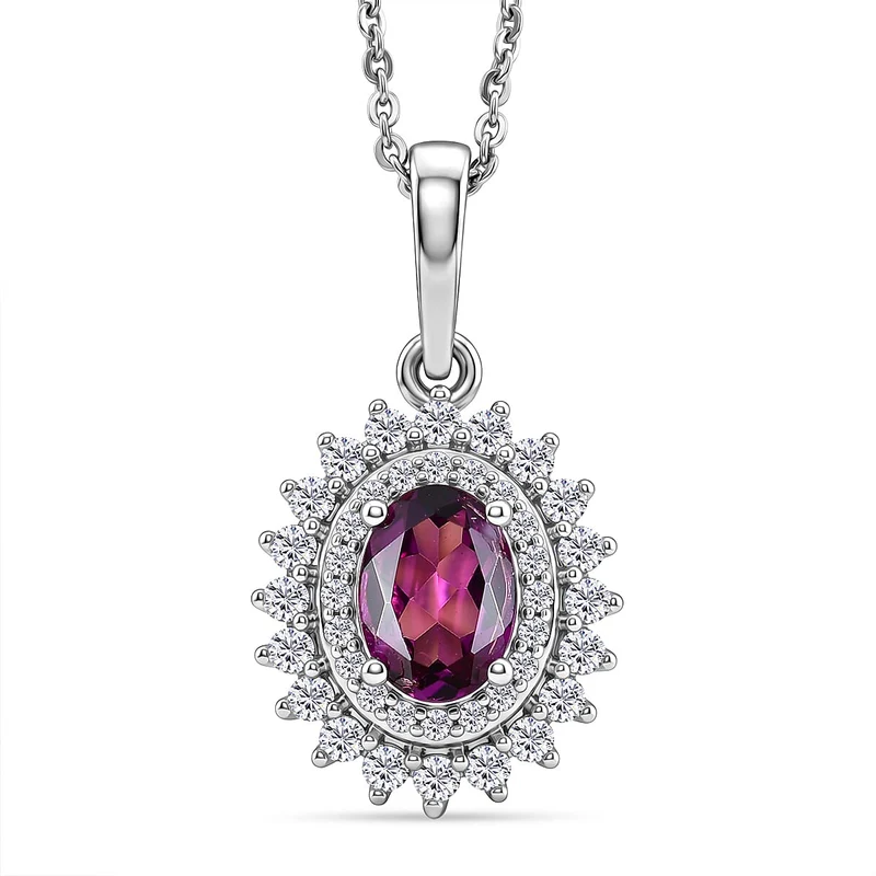 D'Joy AAA Radiant Ember Granat, Moissanit Schmuckset (10-15 Werktage Lieferzeit) ca. 45 cm 925 Silber Rhodiniert ca. 1,54 ct.
