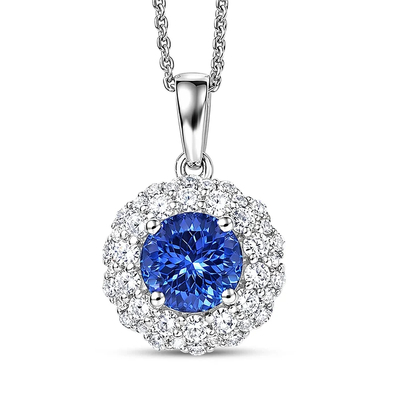 D'Joy AA Tansanit, Moissanit Schmuckset (10-15 Werktage Lieferzeit) ca. 50 cm 925 Silber Rhodiniert ca. 2,20 ct.