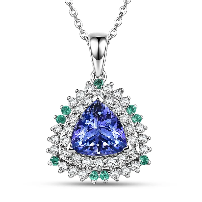 D'Joy AA Tansanit, Moissanit Schmuckset (10-15 Werktage Lieferzeit) ca. 50 cm 925 Silber Rhodiniert ca. 2,51 ct.