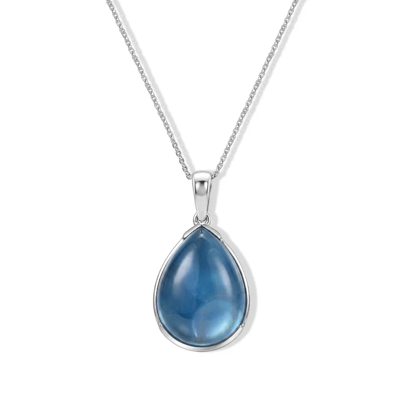 D'Joy milchiger Aquamarin Anhänger mit 50cm Kette, 925 Silber rhodiniert - 17,92 ct.