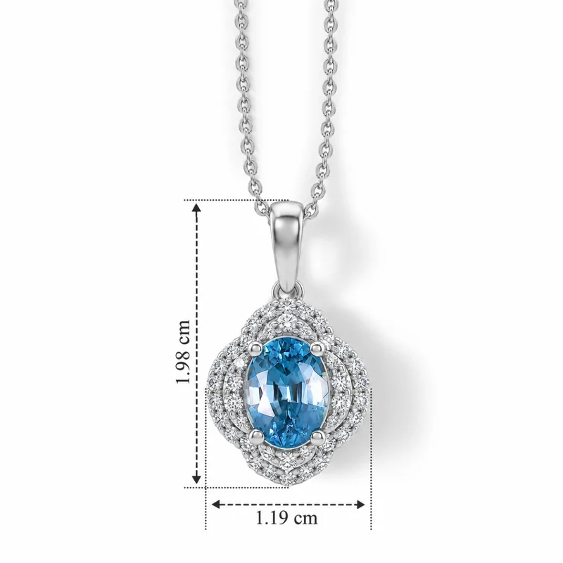 D'Joy AA Blauer Zirkon, Moissanit Schmuckset (10-15 Werktage Lieferzeit) ca. 45 cm 925 Silber Rhodiniert ca. 2,32 ct.