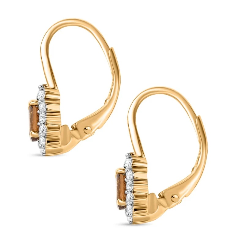 AA Natürliche goldene Tansanit und Moissanit Ohrringe, 925 Silber 750 Gelbgold Vermeil - 0,95 ct.
