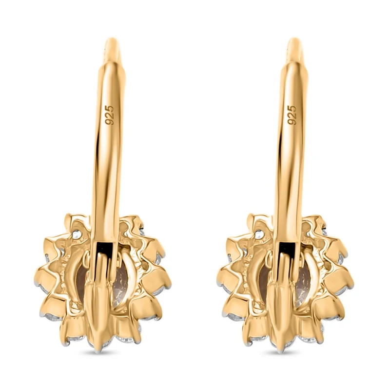 AA Natürliche goldene Tansanit und Moissanit Ohrringe, 925 Silber 750 Gelbgold Vermeil - 0,95 ct.