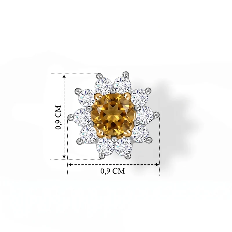 AA Natürliche goldene Tansanit und Moissanit Ohrringe, 925 Silber 750 Gelbgold Vermeil - 0,95 ct.