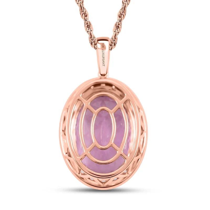 AAA Martha Rocha Kunzite, Lab Grown Diamant Schmuckset (9-14 Werktage Lieferzeit) ca. 45 cm, AGI zertifiziert und geprüft, 417 Rosa Gold ca. 15.64 ct