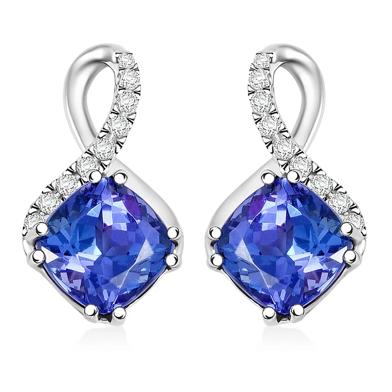 Rhapsody AAAA Tansanit, Weißer Diamant AGI zertifiziert und geprüft Ohrringe 950 Platin (10-15 Werktage Lieferzeit) ca. 2,51 ct.