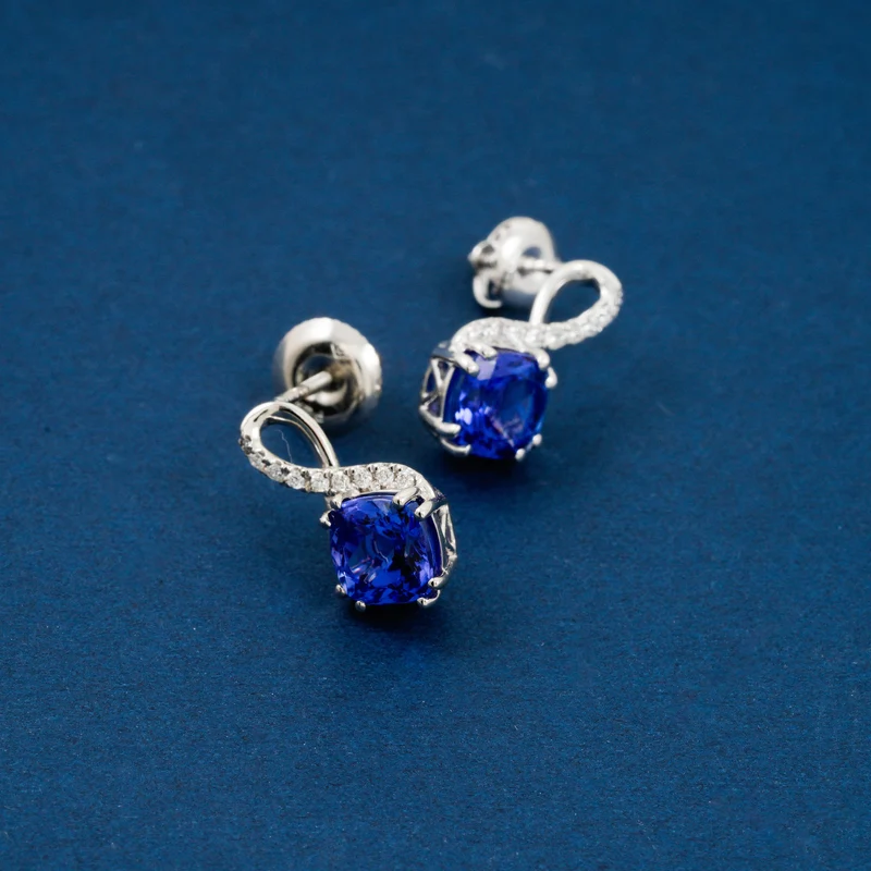 Rhapsody AAAA Tansanit, Weißer Diamant AGI zertifiziert und geprüft Ohrringe 950 Platin (10-15 Werktage Lieferzeit) ca. 2,51 ct.