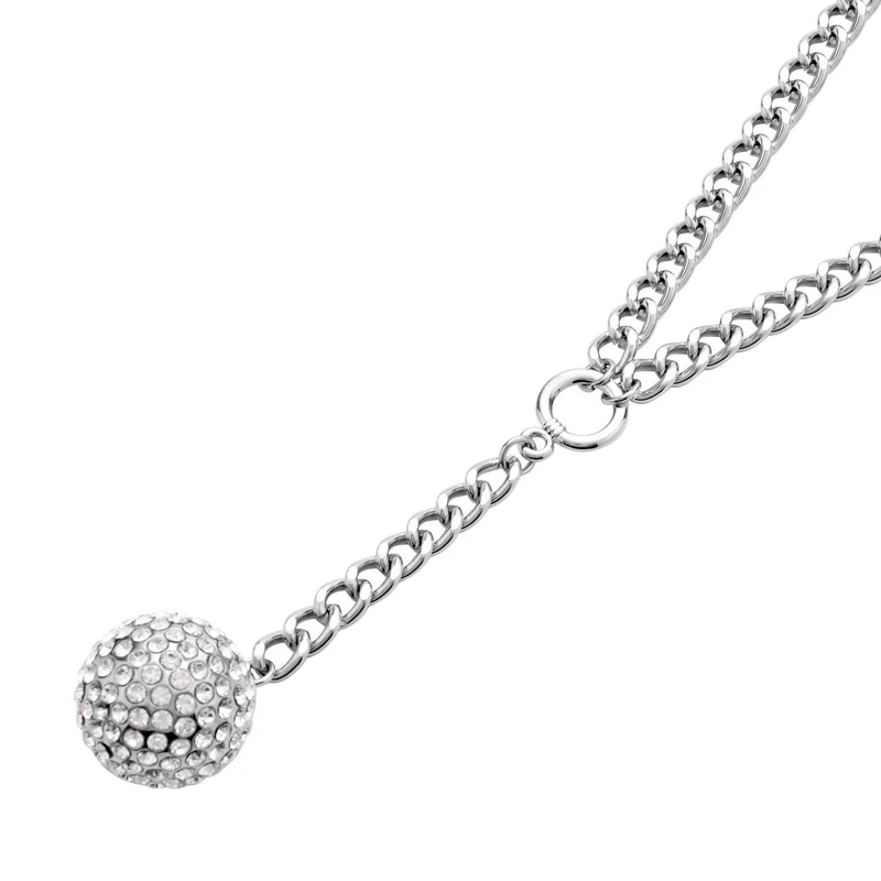 2er Set - Weißes Kristall-Collier und Ohrstecker, ca. 50 cm, silberfarben