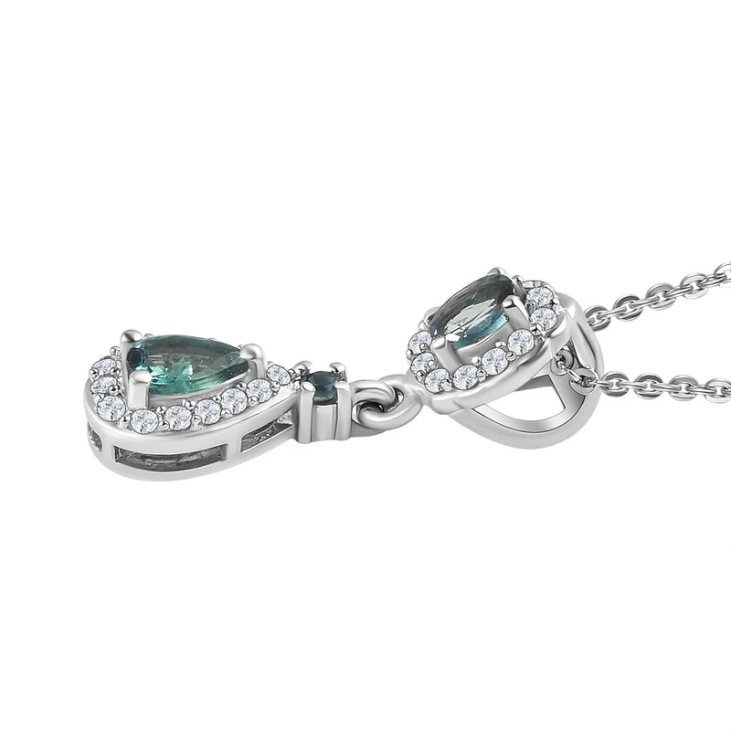 Alexandrit Anhänger mit Kette, 925 Silber platiniert ca. 0.71 ct