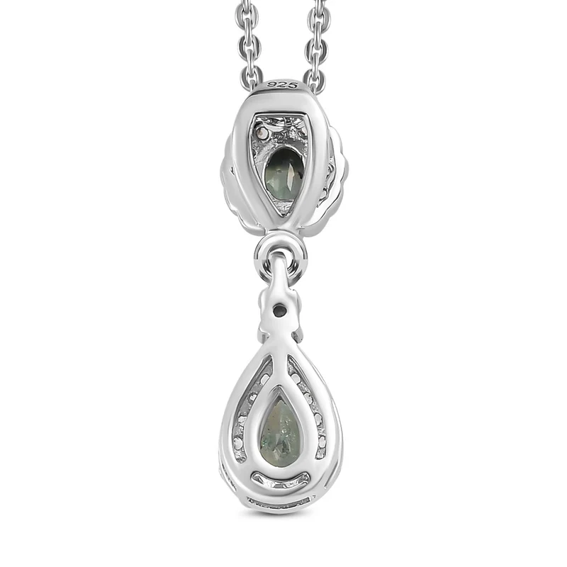 Alexandrit Anhänger mit Kette, 925 Silber platiniert ca. 0.71 ct