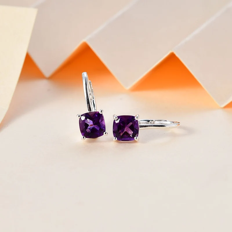 Afrikanische Amethyst Ohrringe, 925 Silber - 1,83 ct.