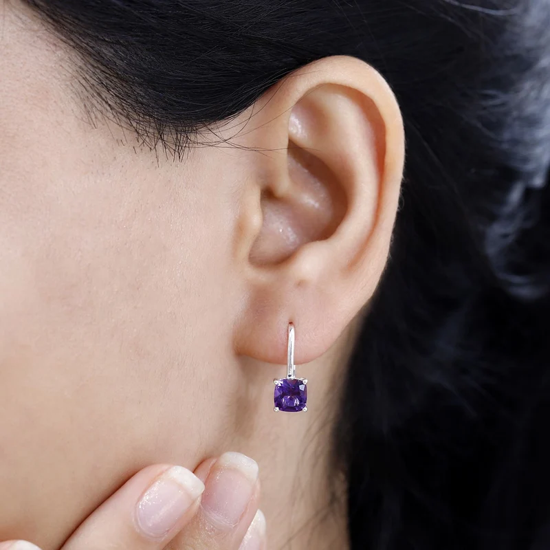 Afrikanische Amethyst Ohrringe, 925 Silber - 1,83 ct.