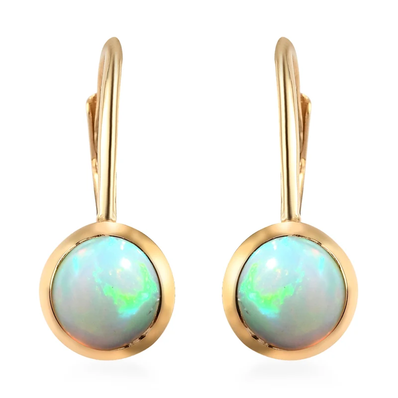 Natürliche, äthiopische Opal-Ohrringe, 925 Silber vergoldet ca. 1,09 ct