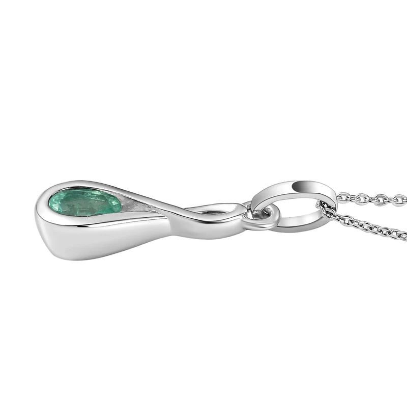 Äthiopischer Smaragd-Anhänger mit Kette, 925 Silber platiniert ca. 0.40 ct