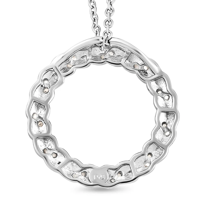 Weißer Zirkon-Anhänger mit Kette, Edelstahl ca. 0,44 ct