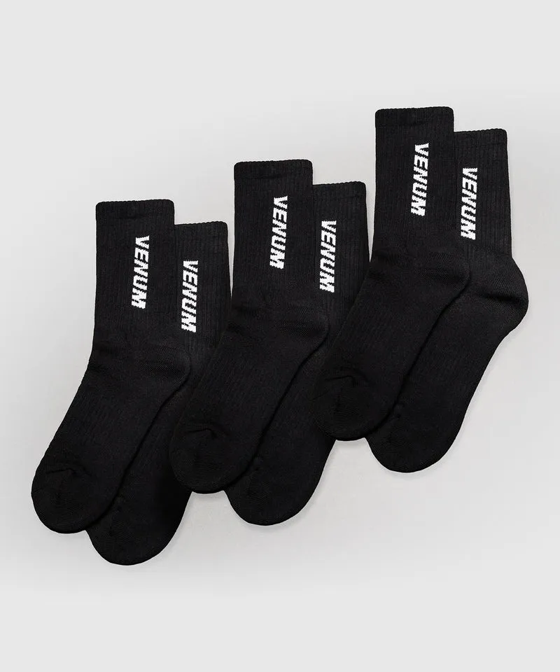 Chaussettes mi-longues Venum Essential – Noir/Blanc (Lot de 3 paires)