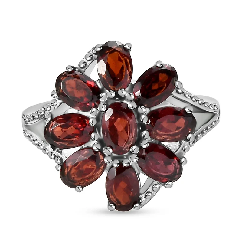 Roter Granat Schmuckset Edelstahl ca. 31.82 ct