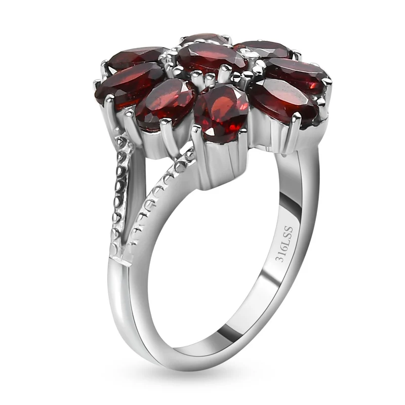 Roter Granat Schmuckset Edelstahl ca. 31.82 ct