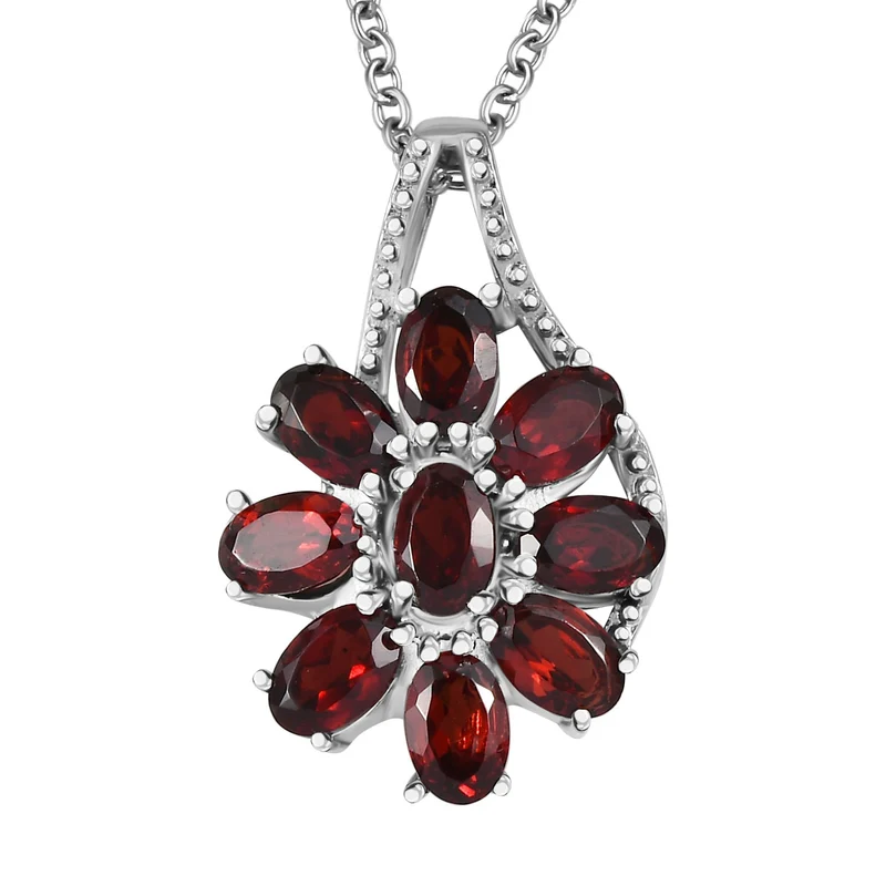 Roter Granat Schmuckset Edelstahl ca. 31.82 ct