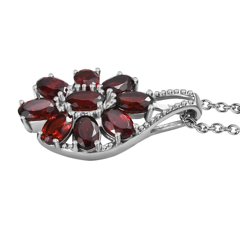 Roter Granat Schmuckset Edelstahl ca. 31.82 ct