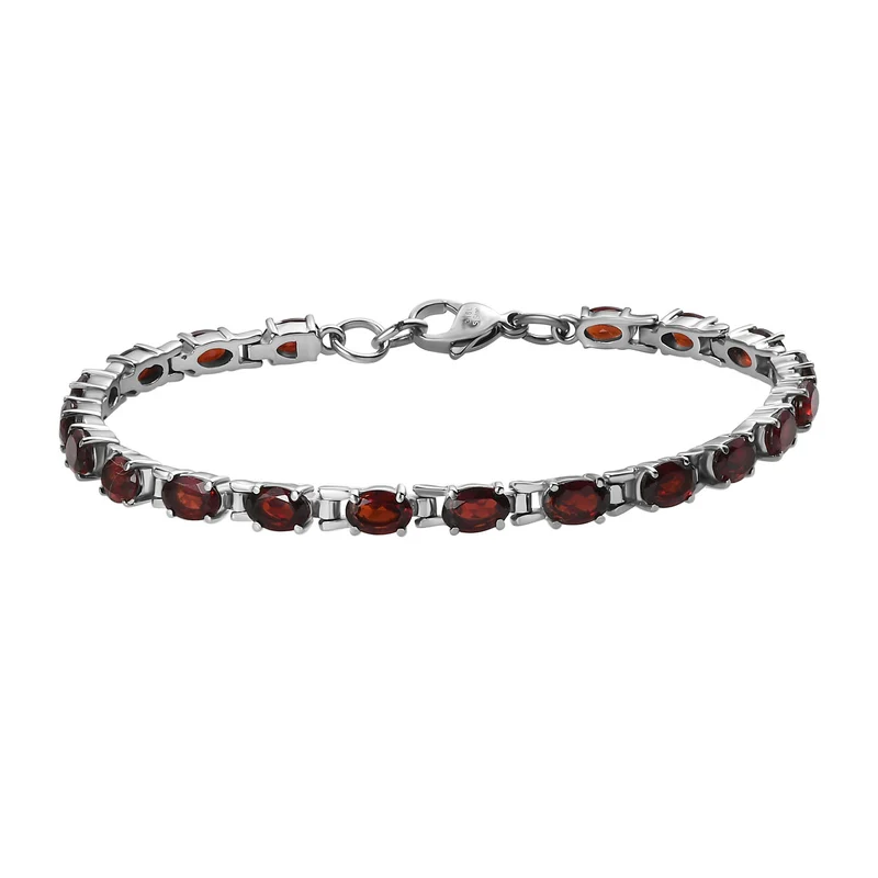 Roter Granat Schmuckset Edelstahl ca. 31.82 ct