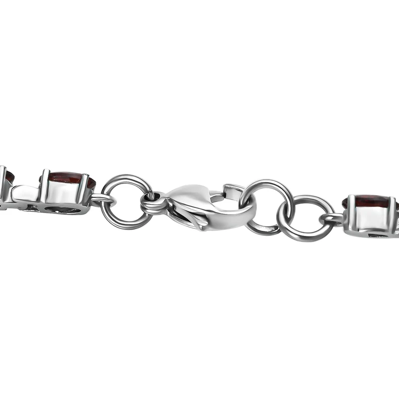 Roter Granat Schmuckset Edelstahl ca. 31.82 ct